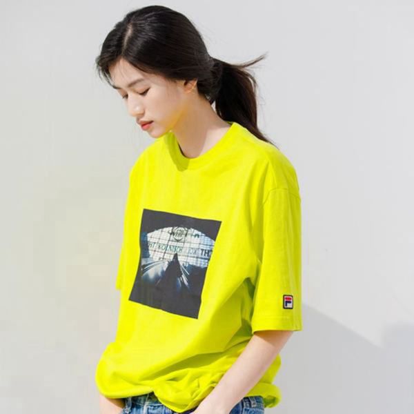 Camisetas Manga Corta Fila Mujer Amarillo - Artist Graphic S/S - España 236175OUQ